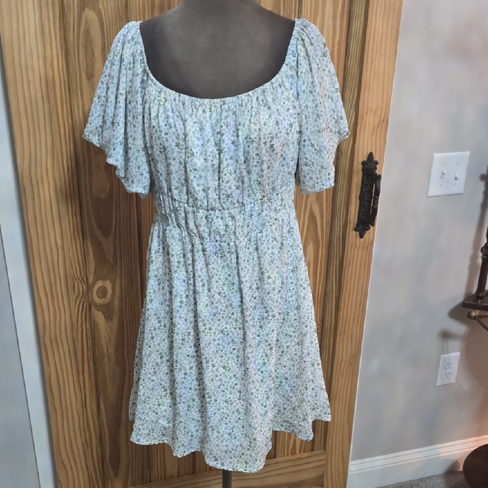 Altar'd State Light Green Floral Mini Dress